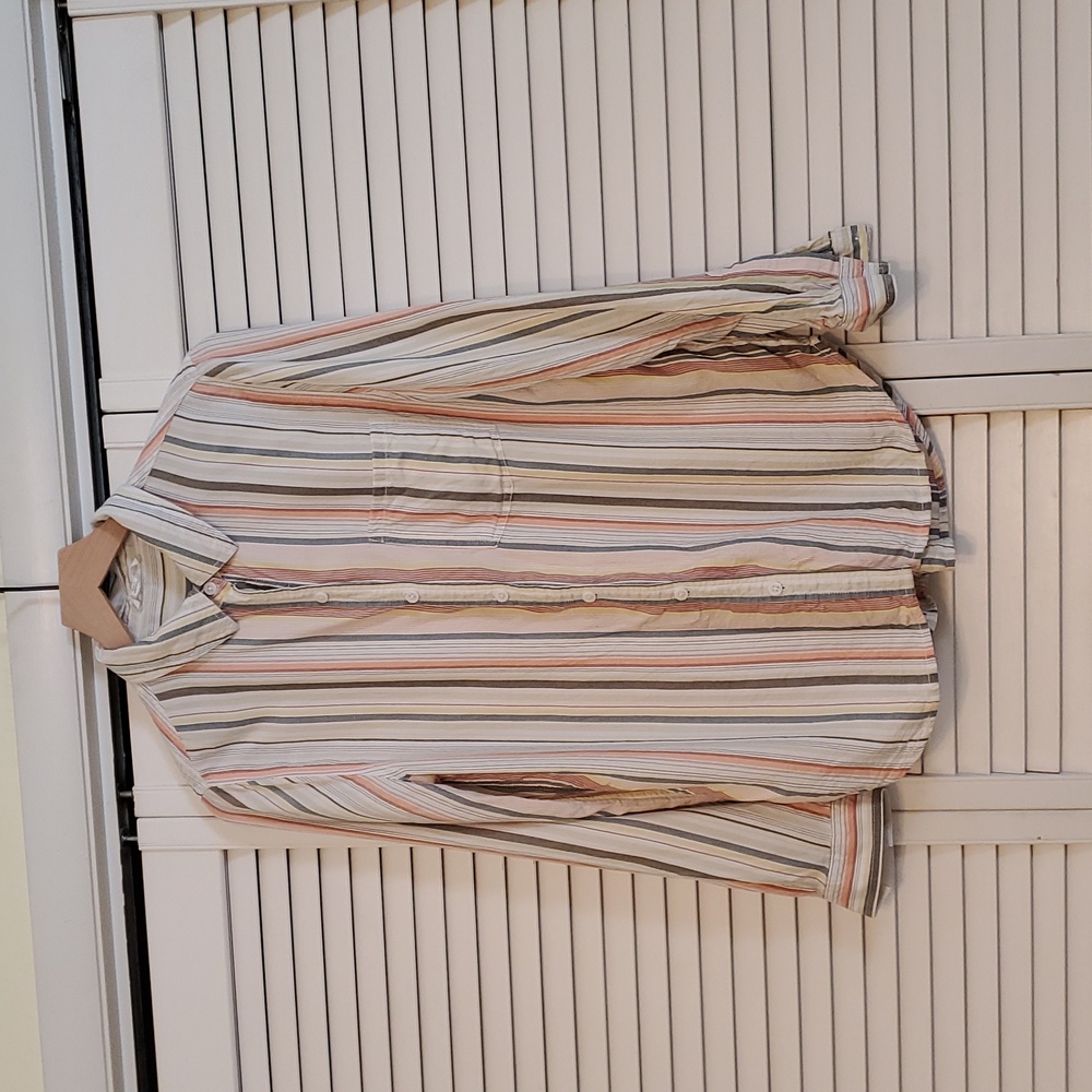 BeachLunchLounge Shirt Coastal Button-up Striped Long Sleeve, Size Small Petite